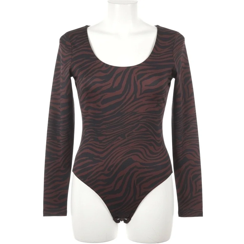 Express Body Contour Zebra Thong Bodysuit‎ Animal Print Stretch Top Layer S Club